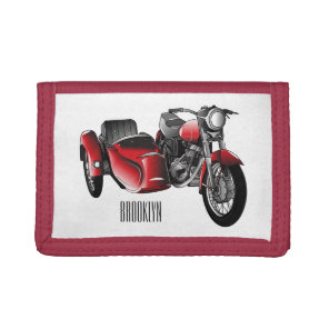 Sidecar motorcycle cartoon illustration  tri-fold wallet