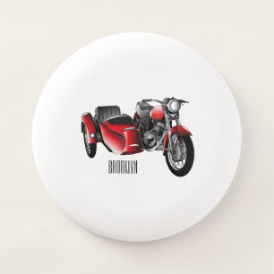 Sidecar motorcycle cartoon illustration Wham-O frisbee