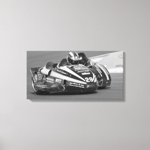 Sidecar outfit at racing track canvas print