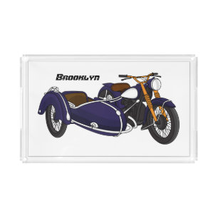 Sidecar purple motorcycle illustration acrylic tray