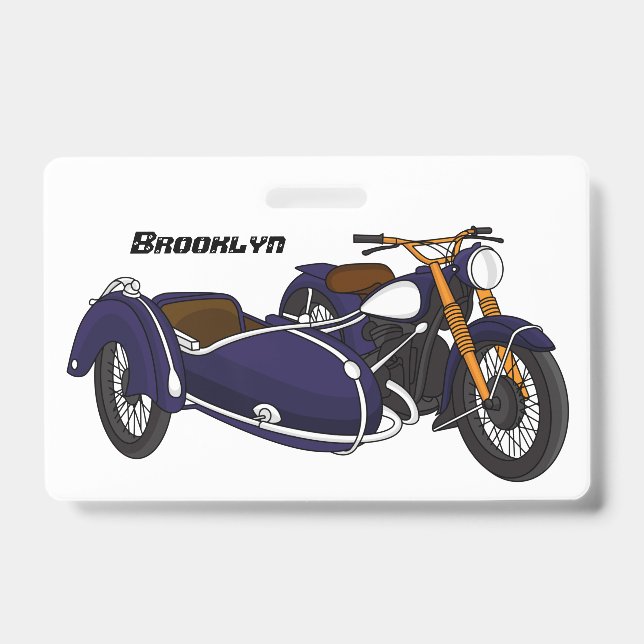 Sidecar purple motorcycle illustration badge (Front)