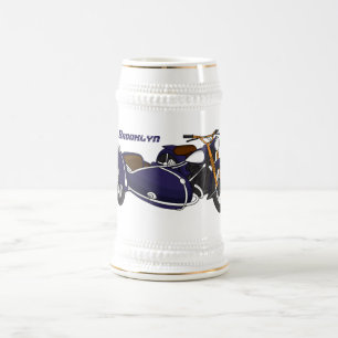 Sidecar purple motorcycle illustration beer stein