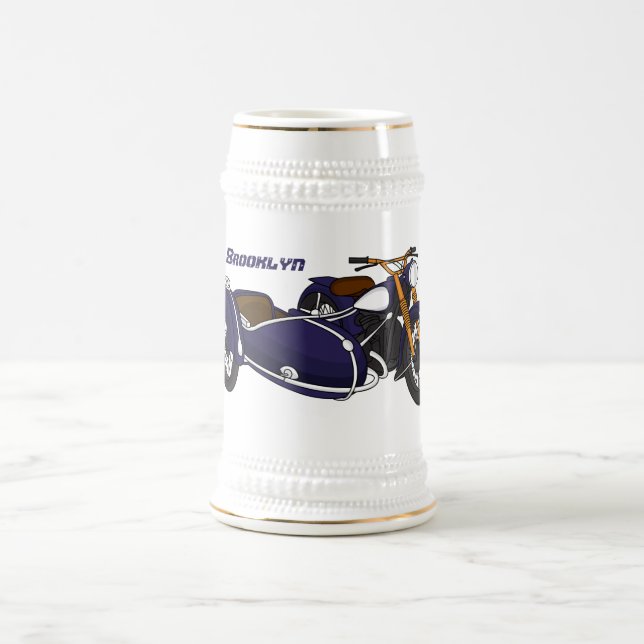 Sidecar purple motorcycle illustration beer stein (Center)