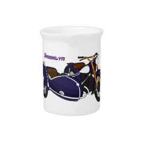 Sidecar purple motorcycle illustration beverage pitcher
