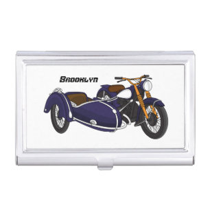 Sidecar purple motorcycle illustration business card case