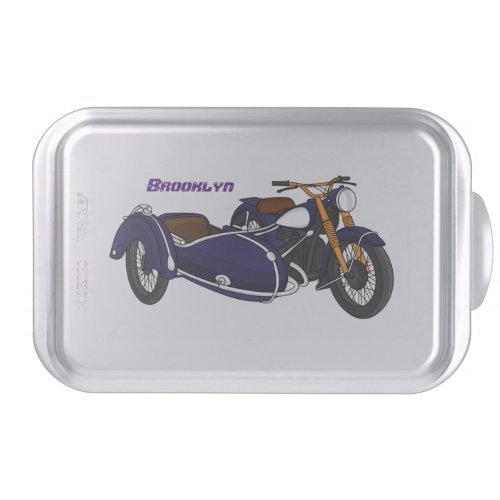 Sidecar purple motorcycle illustration cake pan