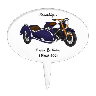 Sidecar purple motorcycle illustration  cake topper