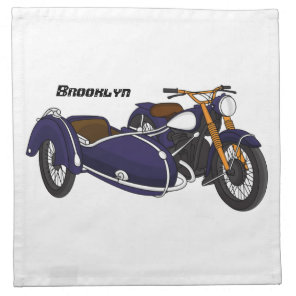 Sidecar purple motorcycle illustration cloth napkin