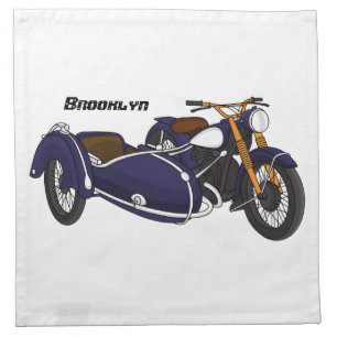 Sidecar purple motorcycle illustration cloth napkin