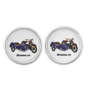 Sidecar purple motorcycle illustration cufflinks