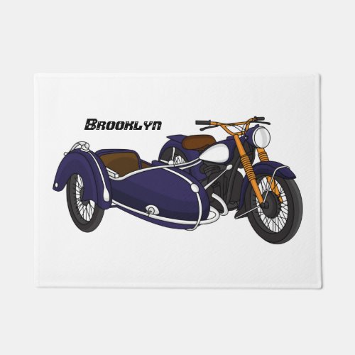 Sidecar purple motorcycle illustration doormat