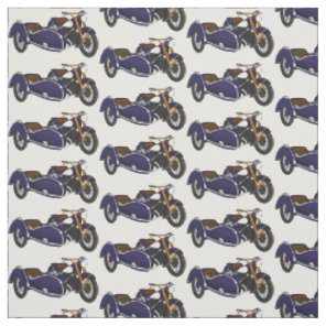 Sidecar purple motorcycle illustration fabric