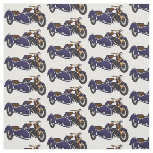 Sidecar purple motorcycle illustration fabric