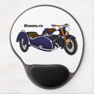 Sidecar purple motorcycle illustration gel mouse pad
