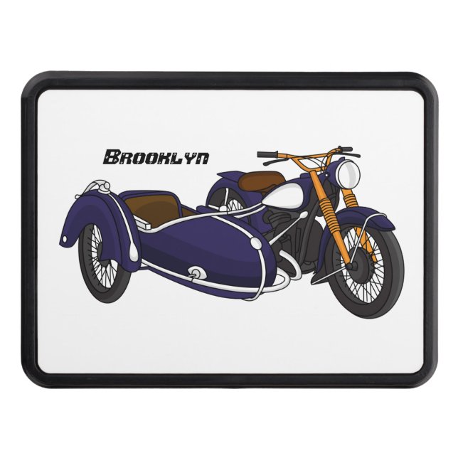 Sidecar purple motorcycle illustration hitch cover (Front)