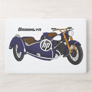 Sidecar purple motorcycle illustration HP laptop skin