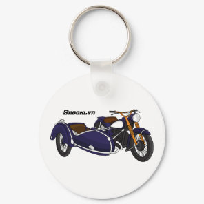 Sidecar purple motorcycle illustration keychain