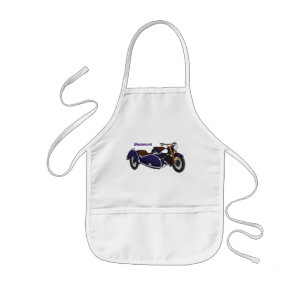 Sidecar purple motorcycle illustration kids' apron