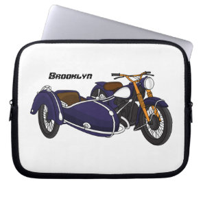 Sidecar purple motorcycle illustration laptop sleeve