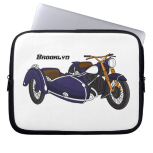 Sidecar purple motorcycle illustration laptop sleeve
