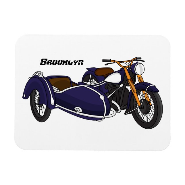 Sidecar purple motorcycle illustration magnet (Horizontal)