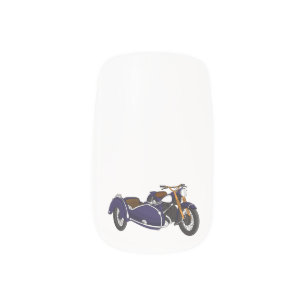 Sidecar purple motorcycle illustration minx nail art