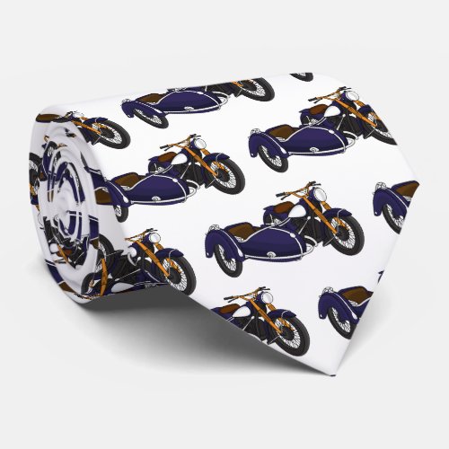 Sidecar purple motorcycle illustration neck tie