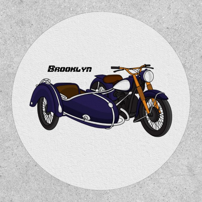 Sidecar purple motorcycle illustration patch (Front)