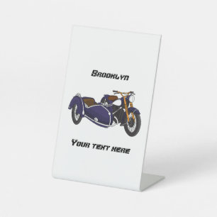 Sidecar purple motorcycle illustration pedestal sign