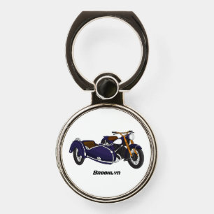 Sidecar purple motorcycle illustration phone ring stand