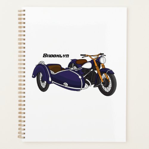 Sidecar purple motorcycle illustration planner