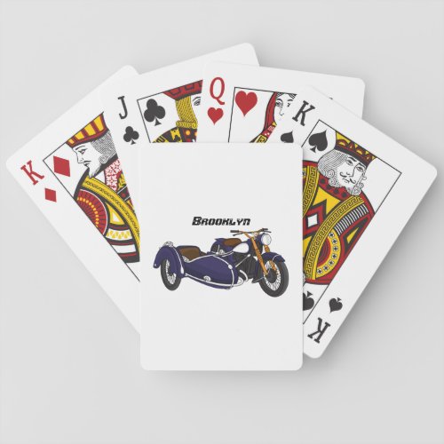 Sidecar purple motorcycle illustration poker cards