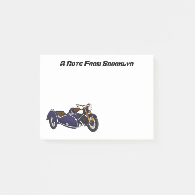 Sidecar purple motorcycle illustration post-it notes (Front)