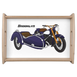 Sidecar purple motorcycle illustration serving tray