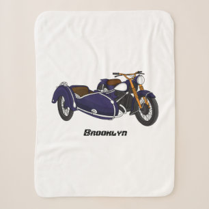 Sidecar purple motorcycle illustration sherpa blanket