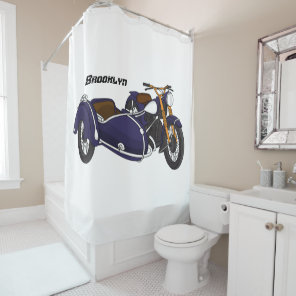Sidecar purple motorcycle illustration shower curtain