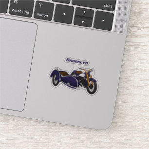 Sidecar purple motorcycle illustration sticker