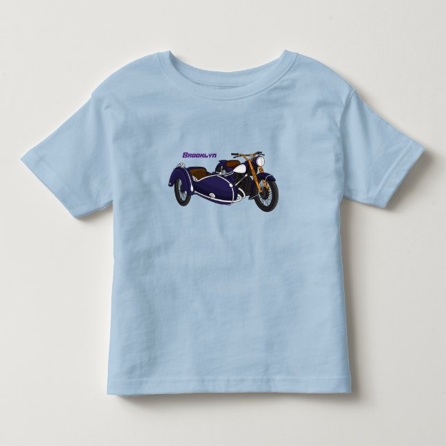 Sidecar purple motorcycle illustration toddler t-shirt (Front)