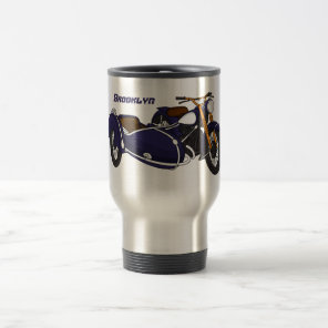 Sidecar purple motorcycle illustration travel mug