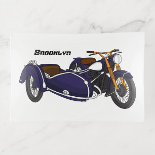 Sidecar purple motorcycle illustration trinket tray