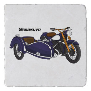 Sidecar purple motorcycle illustration trivet