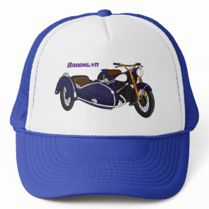 Sidecar purple motorcycle illustration trucker hat