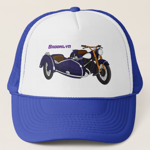 Sidecar purple motorcycle illustration trucker hat
