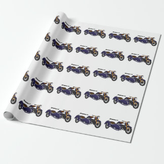 Sidecar purple motorcycle illustration wrapping paper