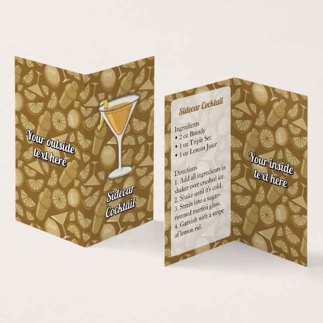 Sidecar Recipe Business Card (Inside and Outside)