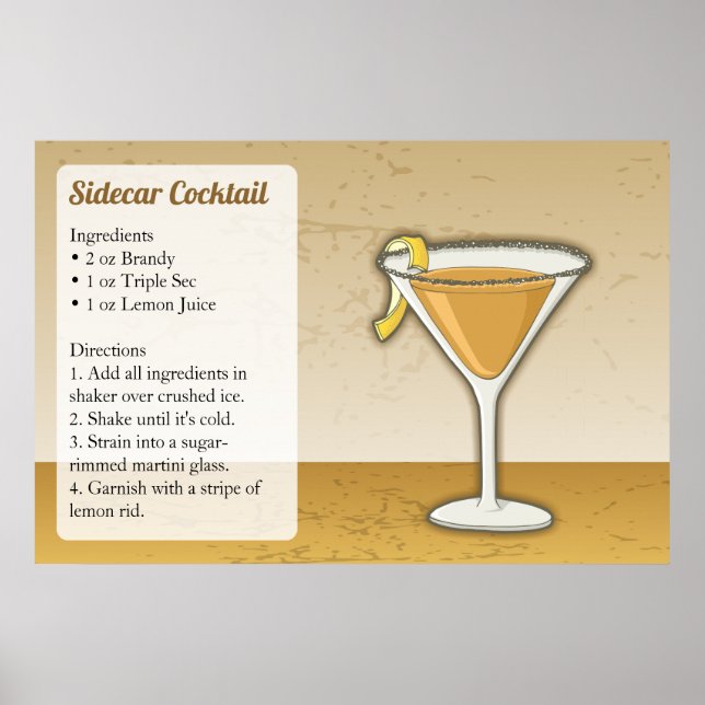 Sidecar Recipe Poster (Front)