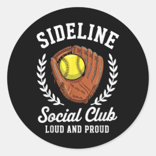 Sideline Social Club Softball Glove Ball Proud Mom Classic Round Sticker