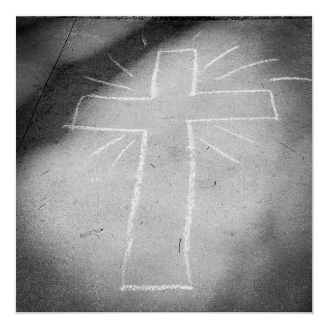 Sidewalk Art Chalk Cross Poster (Front)