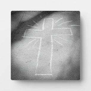Sidewalk Art Chalk Cross Poster Plaque