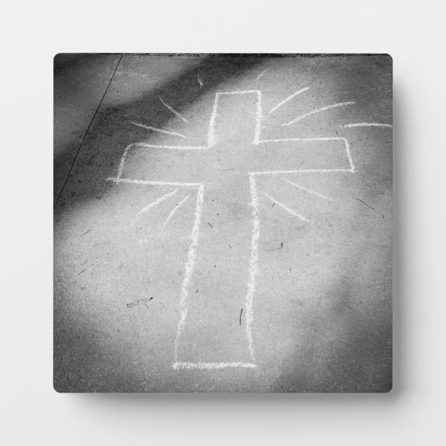 Sidewalk Art Chalk Cross Poster Plaque (Front)